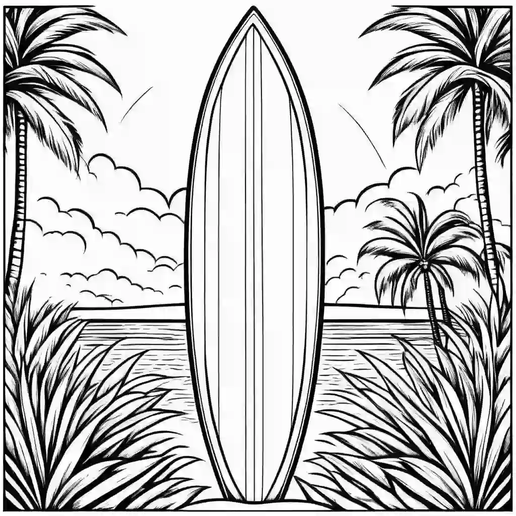 Summer surfboard coloring pages